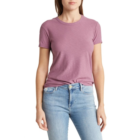 James Perse Sheer Slub Crew Neck Tee - Cotton Poly Blend